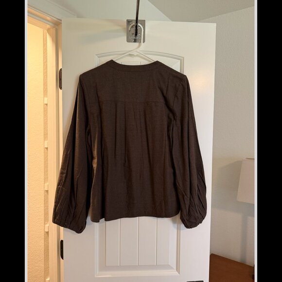 NWT Madewell Top in Pinstripe Flannel in Bitter Chocolate Melange | Size M - Picture 5 of 6